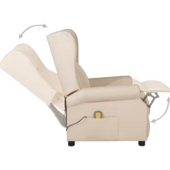 vidaXL Massagestoel stof crèmekleurig