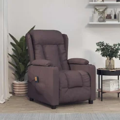 vidaXL Massagestoel stof donkerbruin