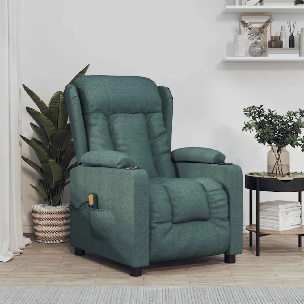 vidaXL Massagestoel stof donkergroen