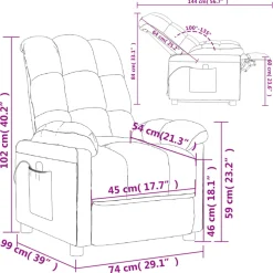 vidaXL Massagestoel stof donkergrijs