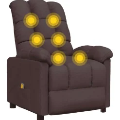 vidaXL Massagestoel stof donkerbruin