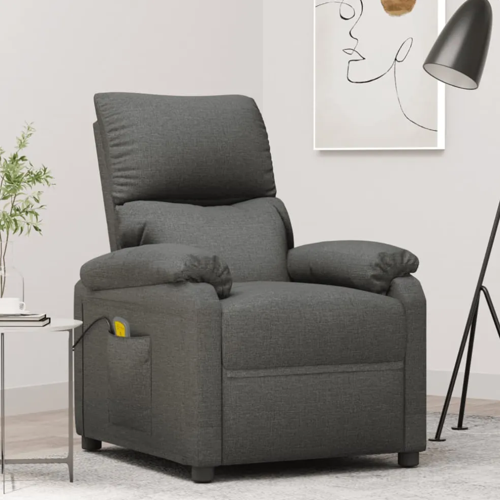 vidaXL Massagestoel stof donkergrijs