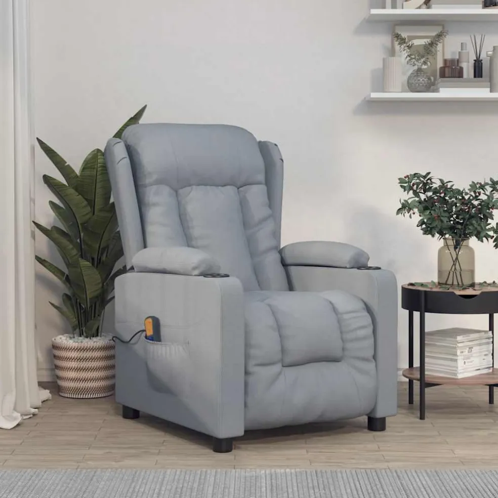 vidaXL Massagestoel stof lichtgrijs