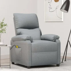 vidaXL Massagestoel stof lichtgrijs