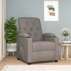 vidaXL Massagestoel stof taupe