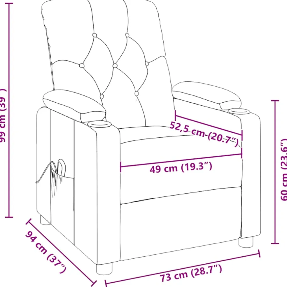 vidaXL Massagestoel stof taupe