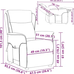 vidaXL Massagestoel Taupe 93.5 x 67.5 x 101.5 cm Stof