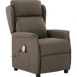 vidaXL Massagestoel Taupe 93.5 x 67.5 x 101.5 cm Stof