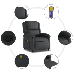 vidaXL Massagestoel van echt leer, zwart