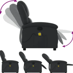 vidaXL Massagestoel van echt leer, zwart