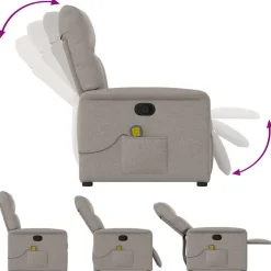 vidaXL Massagestoel verstelbaar stof taupe