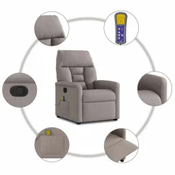 vidaXL Massagestoel verstelbaar stof taupe