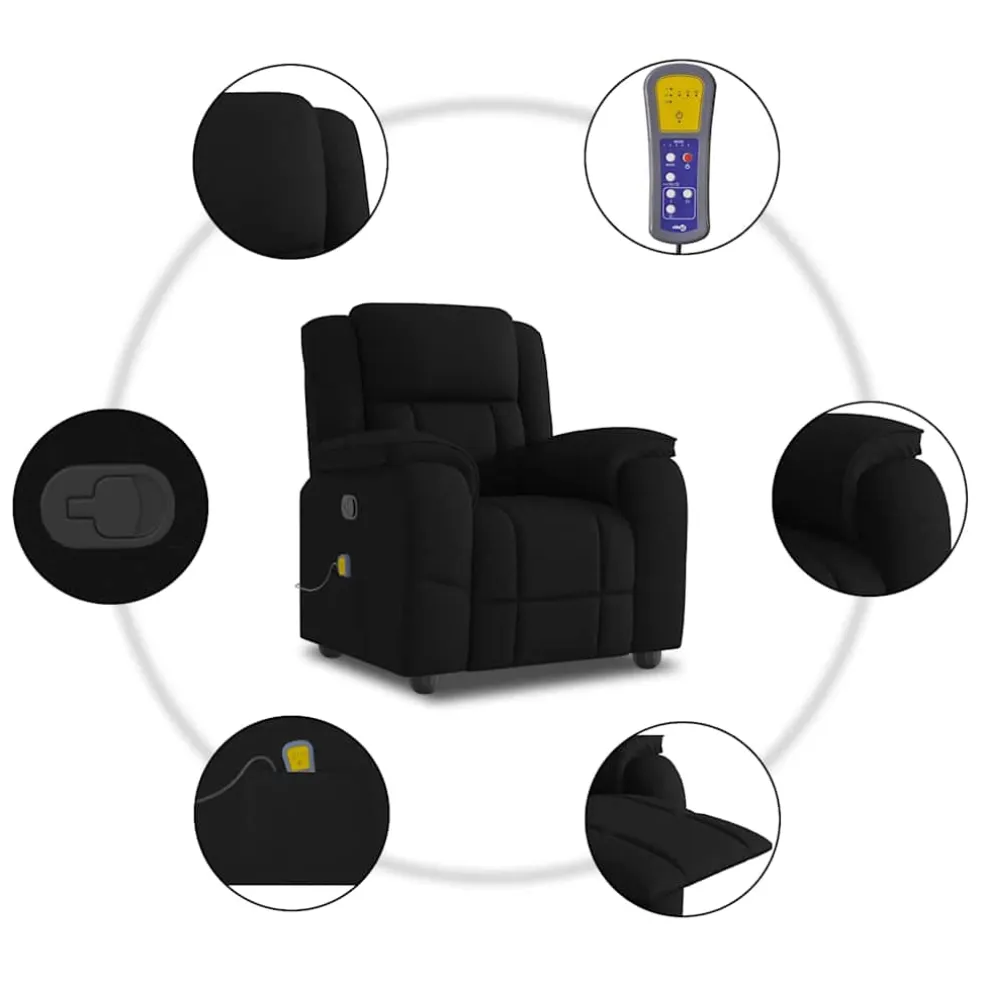 vidaXL Massagestoel verstelbaar stof zwart