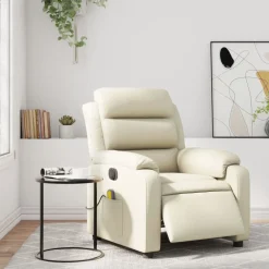 vidaXL Massagestoel verstelbaar elektrisch kunstleer crèmekleurig