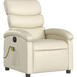 vidaXL Massagestoel verstelbaar elektrisch kunstleer crèmekleurig