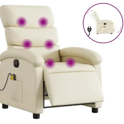 vidaXL Massagestoel verstelbaar elektrisch kunstleer crèmekleurig