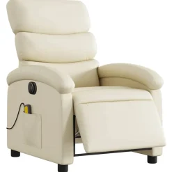 vidaXL Massagestoel verstelbaar elektrisch kunstleer crèmekleurig