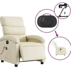 vidaXL Massagestoel verstelbaar elektrisch kunstleer crèmekleurig