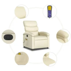 vidaXL Massagestoel verstelbaar elektrisch kunstleer crèmekleurig