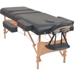 vidaXL Massagetafel- en krukset inklapbaar 3 zones 10 cm dik wit