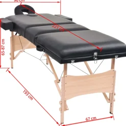 vidaXL Massagetafel- en krukset inklapbaar 3 zones 10 cm dik wit
