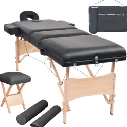vidaXL Massagetafel- en krukset inklapbaar 3 zones 10 cm dik wit
