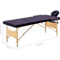 vidaXL Massagetafel inklapbaar 3 zones hout paars