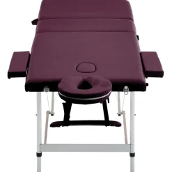vidaXL Massagetafel inklapbaar 3 zones aluminum wijnpaars