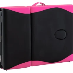 vidaXL Massagetafel inklapbaar 4 zones aluminium zwart en roze