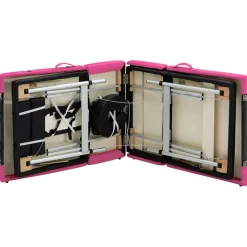 vidaXL Massagetafel inklapbaar 4 zones aluminium zwart en roze