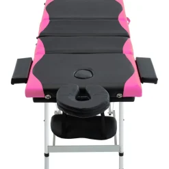 vidaXL Massagetafel inklapbaar 4 zones aluminium zwart en roze