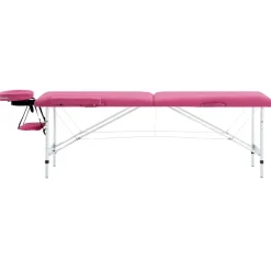 vidaXL Massagetafel inklapbaar 2 zones aluminum roze