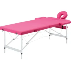 vidaXL Massagetafel inklapbaar 2 zones aluminum roze