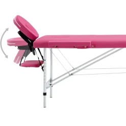 vidaXL Massagetafel inklapbaar 2 zones aluminum roze