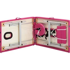 vidaXL Massagetafel inklapbaar 2 zones aluminum roze