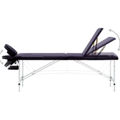 vidaXL Massagetafel inklapbaar 3 zones aluminum paars