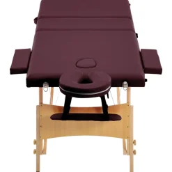 vidaXL Massagetafel inklapbaar 3 zones hout wijnpaars