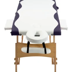 vidaXL Massagetafel inklapbaar 2 zones hout wit en paars