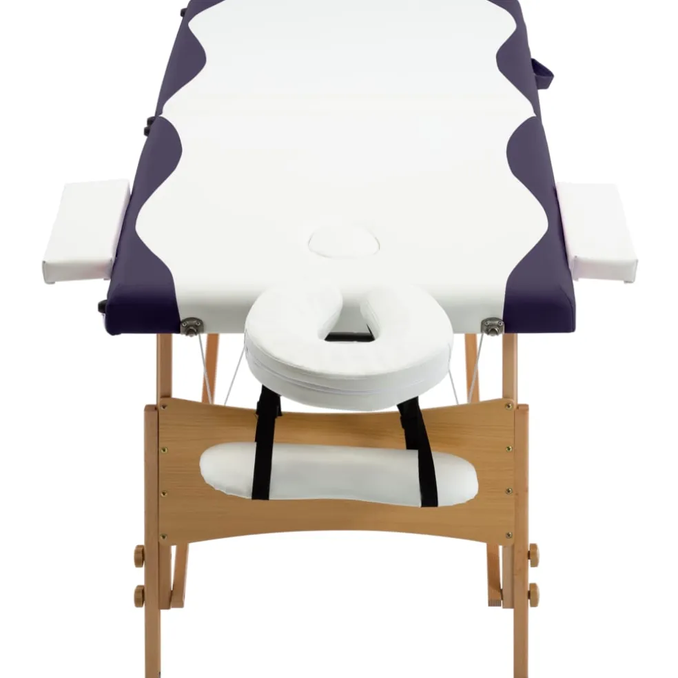 vidaXL Massagetafel inklapbaar 2 zones hout zwart en wit