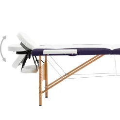 vidaXL Massagetafel inklapbaar 2 zones hout zwart en wit