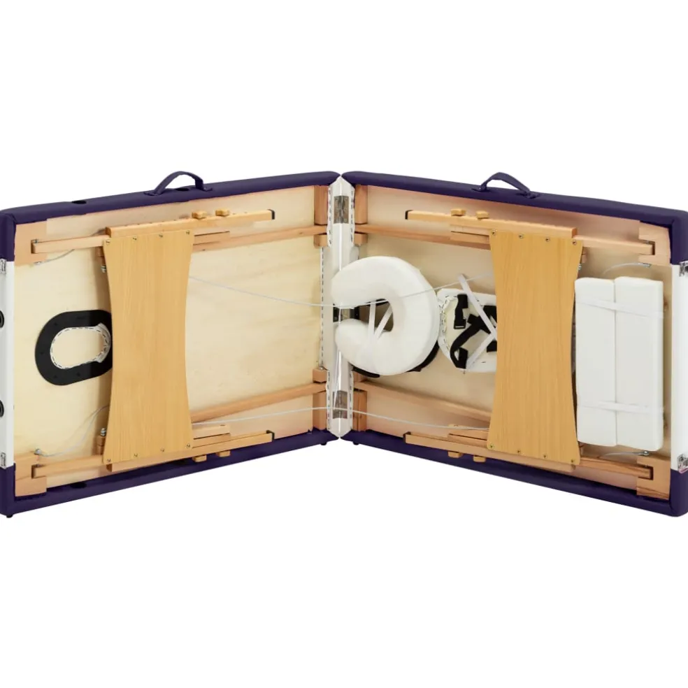 vidaXL Massagetafel inklapbaar 2 zones hout zwart en wit