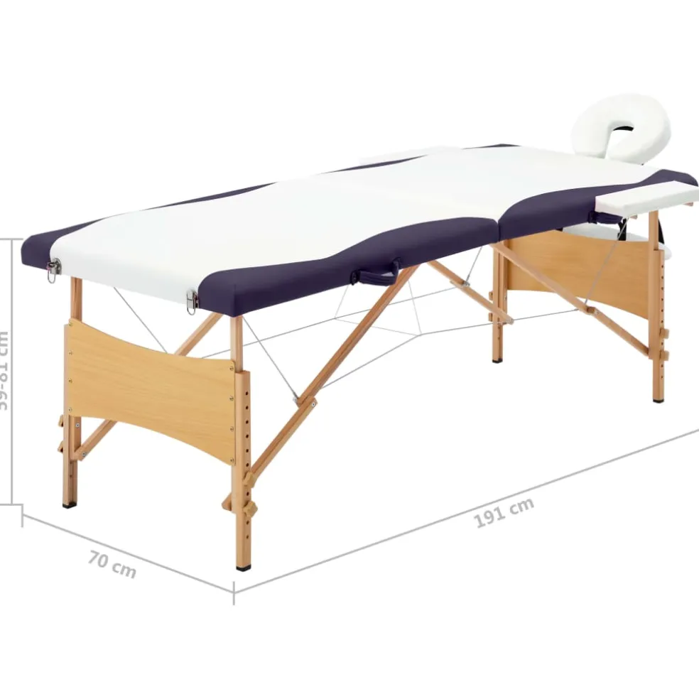 vidaXL Massagetafel inklapbaar 2 zones hout zwart en wit