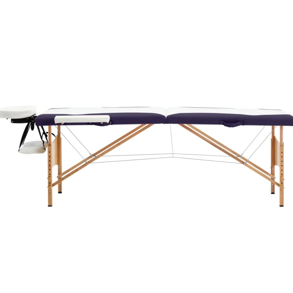 vidaXL Massagetafel inklapbaar 2 zones hout zwart en wit