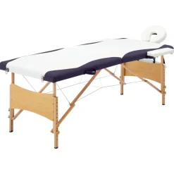 vidaXL Massagetafel inklapbaar 2 zones hout zwart en wit