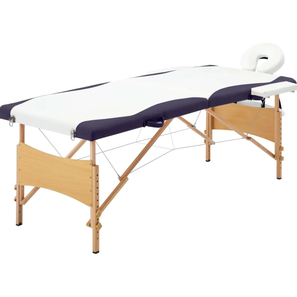 vidaXL Massagetafel inklapbaar 2 zones hout zwart en wit