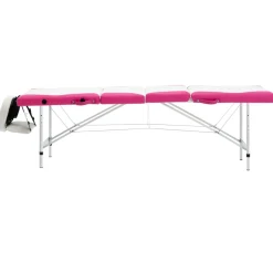 vidaXL Massagetafel inklapbaar 4 zones hout roze
