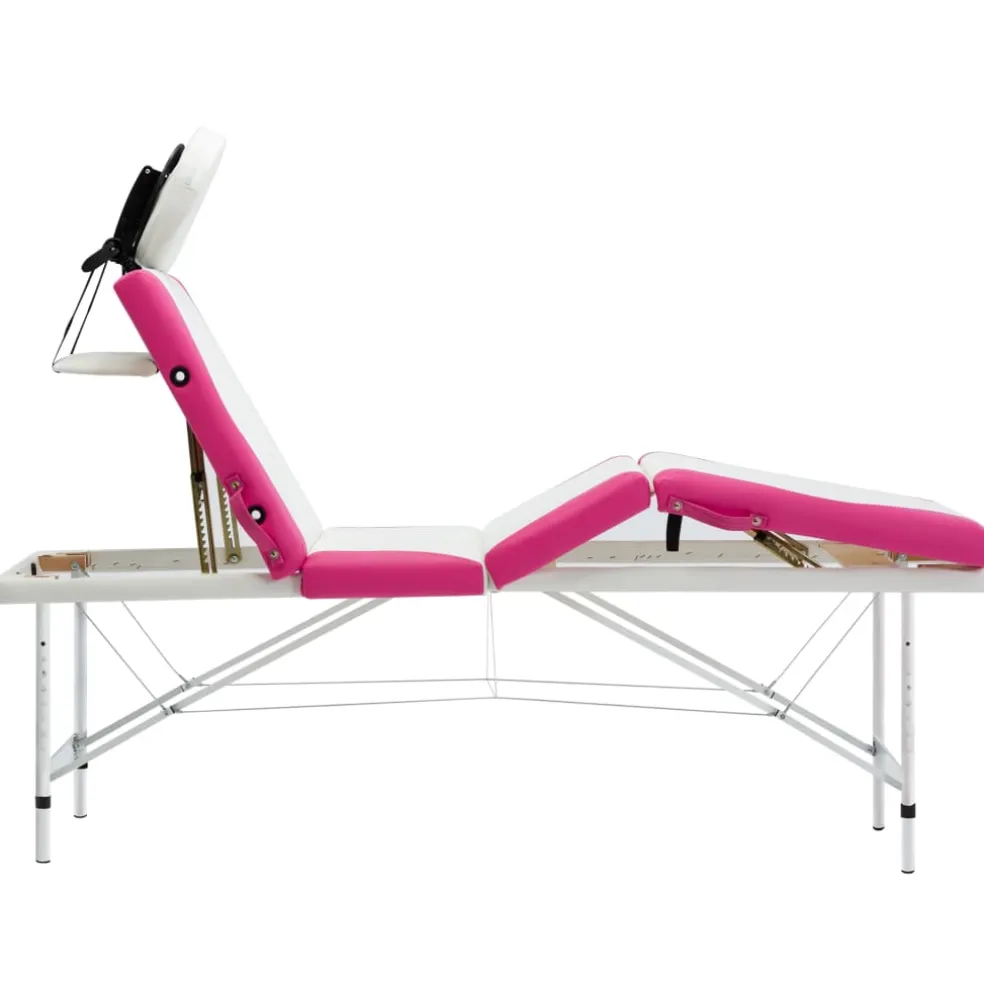 vidaXL Massagetafel inklapbaar 4 zones hout roze