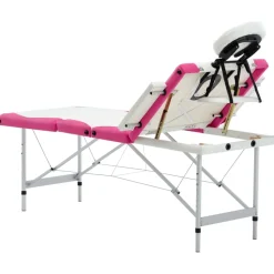 vidaXL Massagetafel inklapbaar 4 zones hout roze