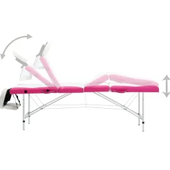 vidaXL Massagetafel inklapbaar 4 zones hout roze
