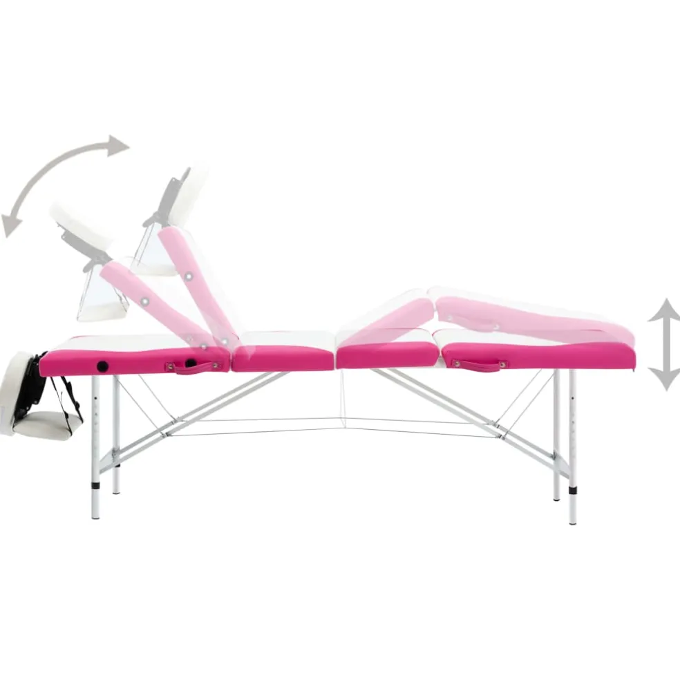 vidaXL Massagetafel inklapbaar 4 zones hout roze
